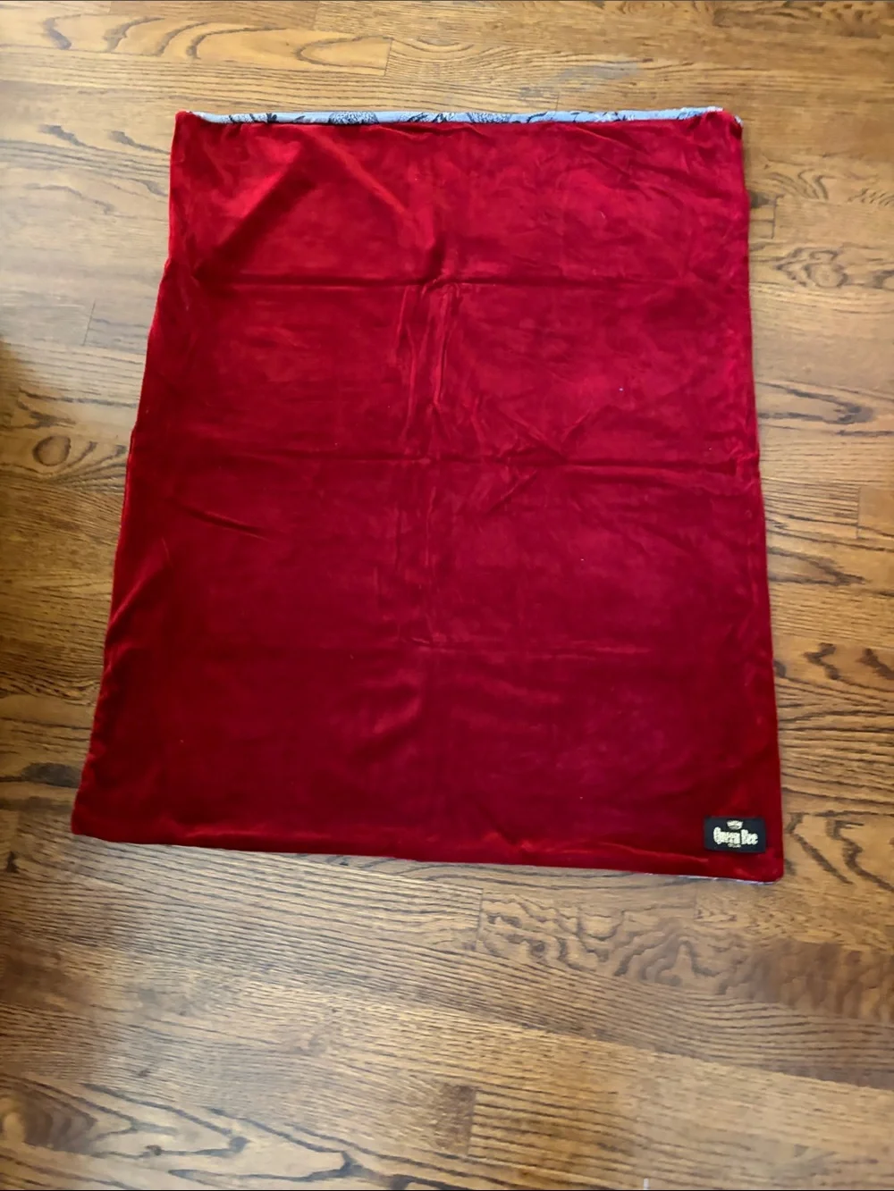 Red Velvet Reversible Blanket with dragon pattern matching beanie